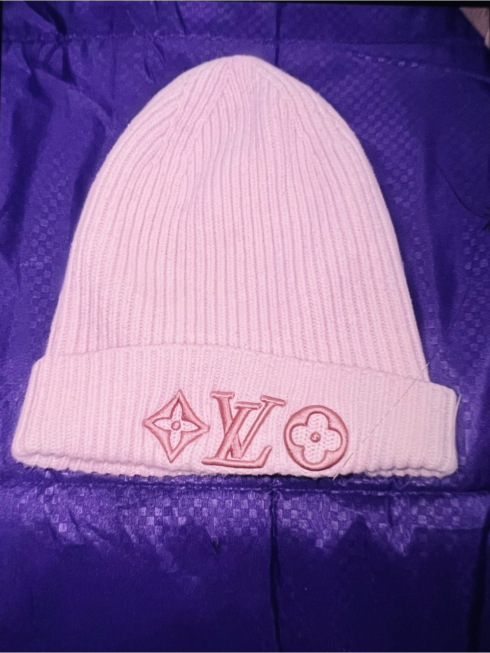 Louis Vuitton LV Pink Beige Rose Headline Beanie